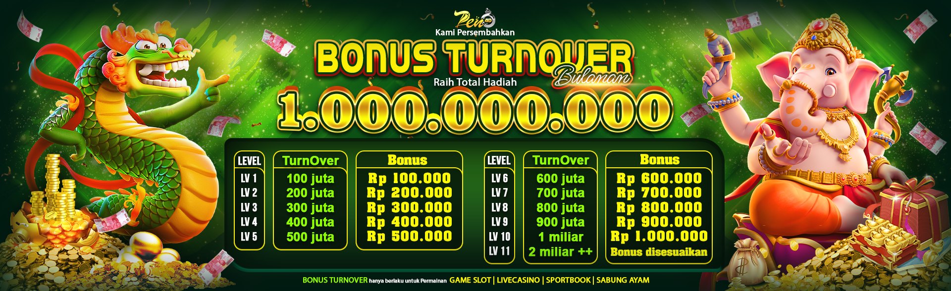 bonus turnover bulanan pen4d